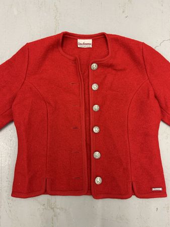 Kaufmann Jacke, Gr. 38, rote Schurwolle, Trachtenjacke! (57)