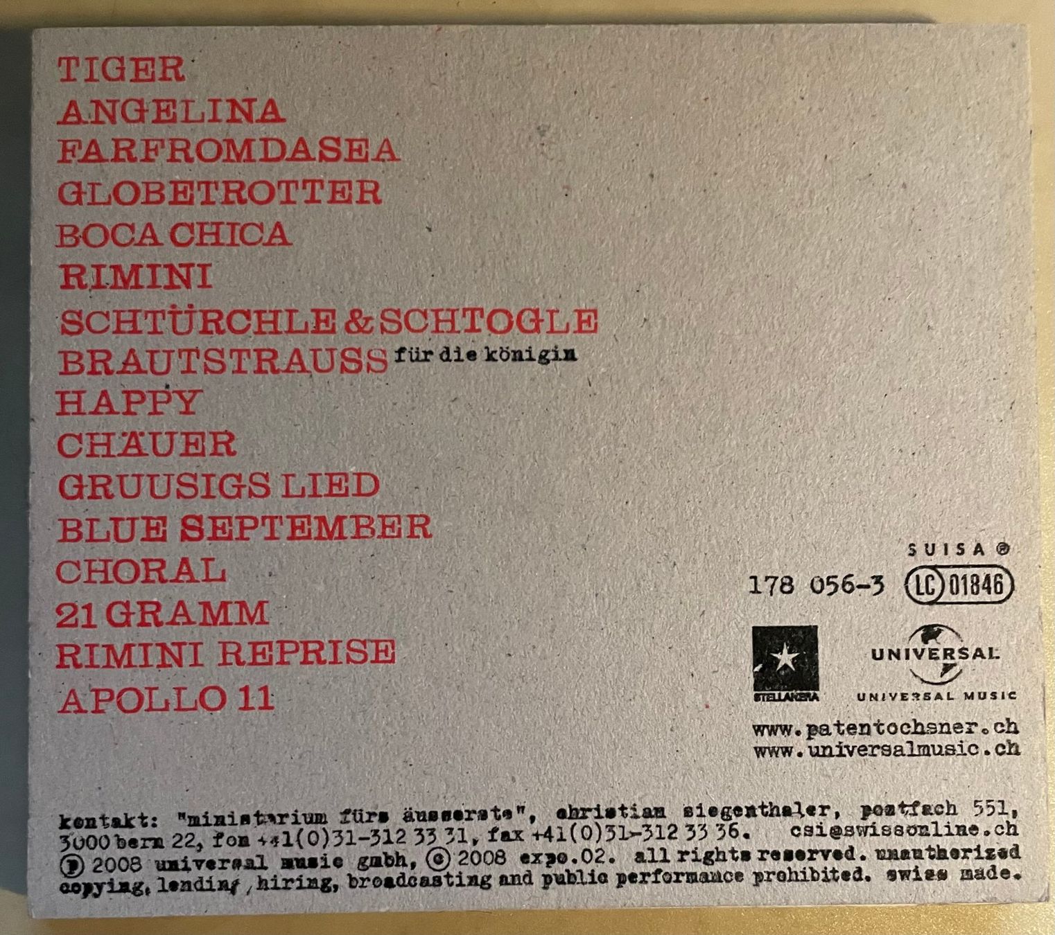 CD: Patent Ochsner - The Rimini Flashdown – Usato da Brunnen venduto da Barfly5 1