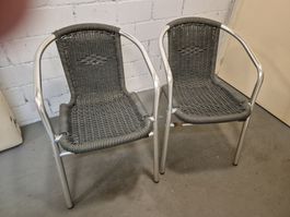 2 Gartenstühle anthrazit Kunststoffgeflecht Aluminiumgestell