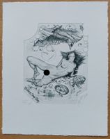 Exlibris Günter Hujber - Original Radierung Erotik signiert