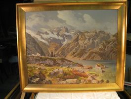 Antikes Oelbild Murg/Walensee ca. 1860