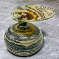 Superbe petit vase de Murano en verre d'art Scavo