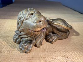 Gotischer Löwe, Holzskulptur mit Vergoldung, 15. Jh.