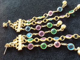 Elegante Ohrhänger Goldfarbig mit Strass Steinen