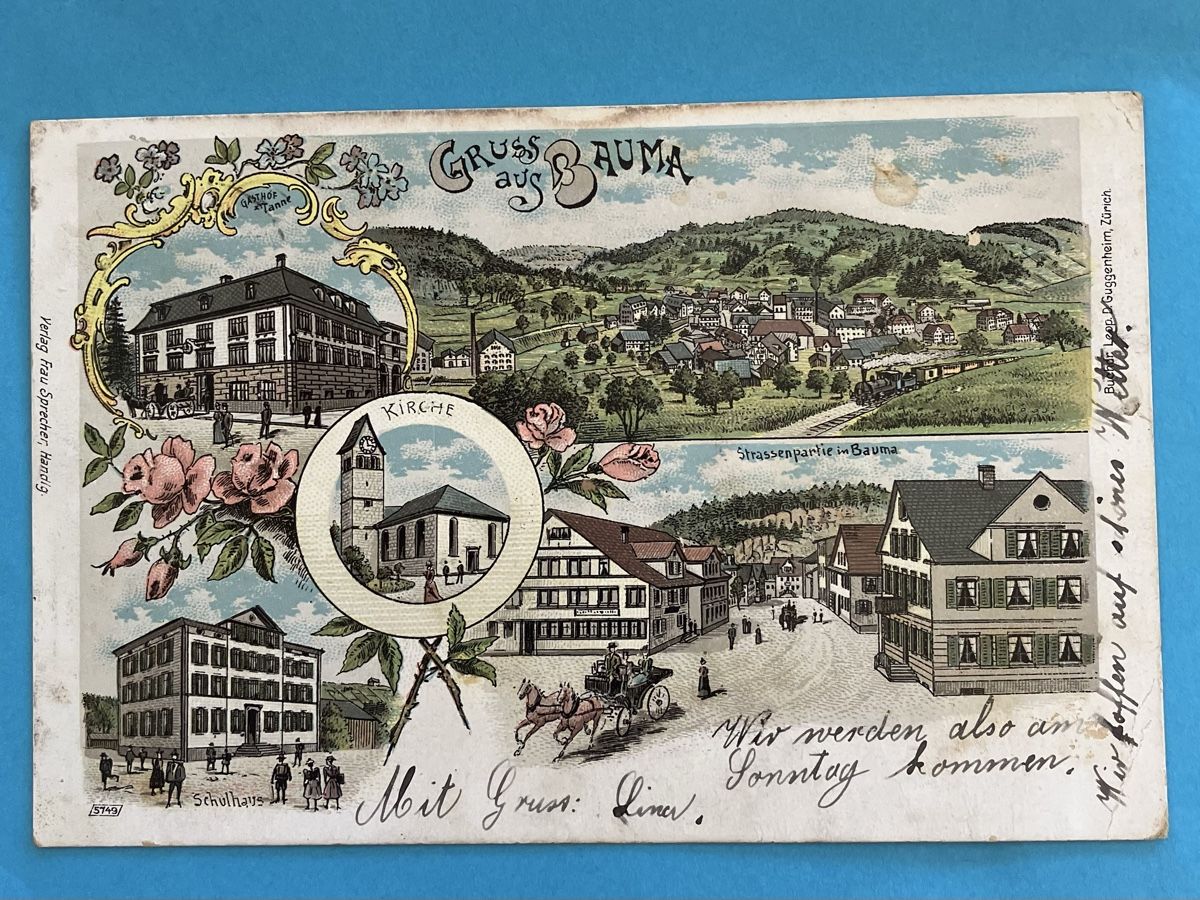 Cartoline postali: Alte Ansichtskarte von Bauma ZH, Lithographie – Usato da Bauma venduto da Baumer71