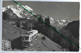 Wengernalpbahn. Personenzug. Jungfrau. Gross- und Breithorn.