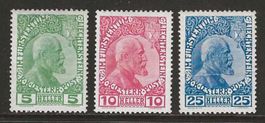 1912 : Liechtenstein Nr. 1x - 3x * KP 300.--