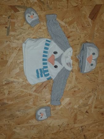 Baby Pullover Mütze Handschuhe Set