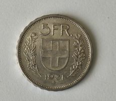 5FR: 5-Franken-Silbermünze 1931 B