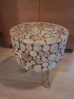 Beistelltisch / Blumentisch, Holz Baumstamm-Optik rund