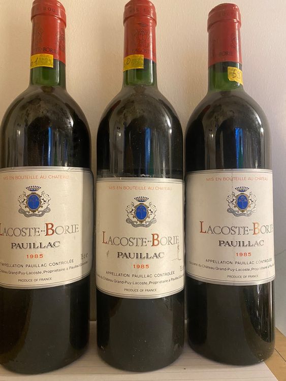 3 Flaschen Lacoste-Borie 1985 Pauillac Bordeaux (Neu (gemäss ...