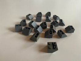 LEGO - 20 - GRAUE - NEGATIVE - SCHRÄG - STEINE
