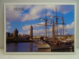 Postkarte Segelschiff Brest Bretagne Frankreich Meer Schi...