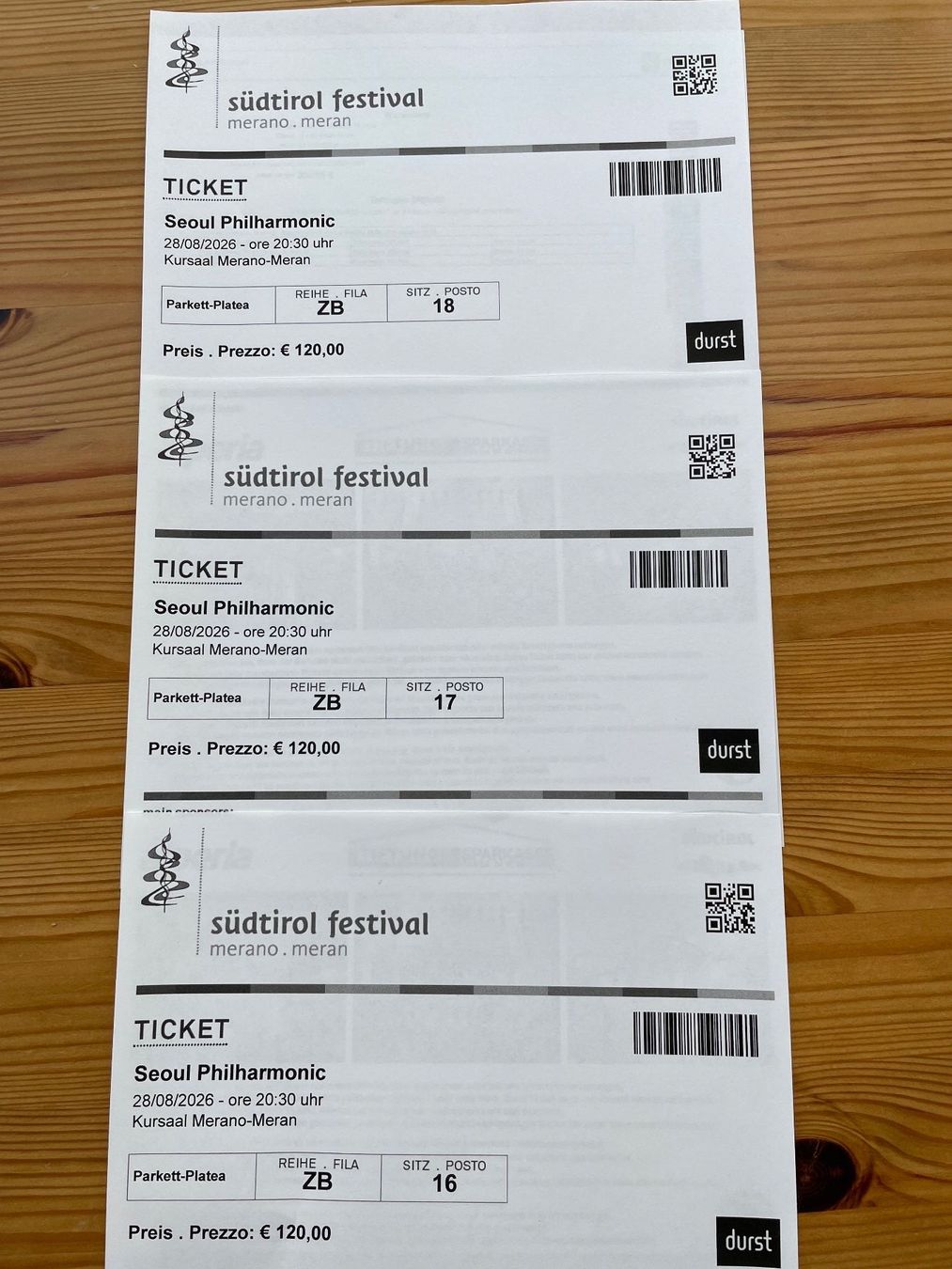 Billets: 3 Konzerttickets Meran – Neuf (Voir description) à Wettswil par NickeNyfiken