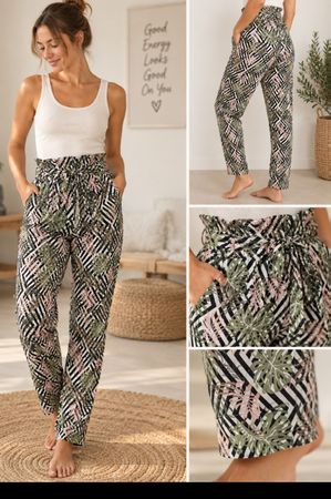 Damen Hose Tezenis gemustert mit Bindegürtel Gr. S