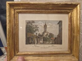 Ems bey Reichenau – kolorierte Aquatinta um 1835 – gerahmt
