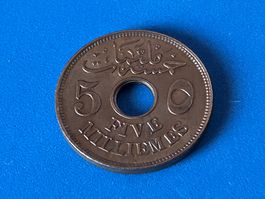 Egypt - 5 Milliemes - Hussein Kamel 1917