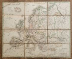 antike Europakarte 1838, E.Weiland Weimar, auf Leinwand