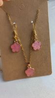 Schmuck set Blumen Ohrringe Kette Blume Pink🌸🩵