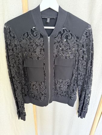 BCBGMAXAZRIA Black Lace Bomber Jacket - Size Small!