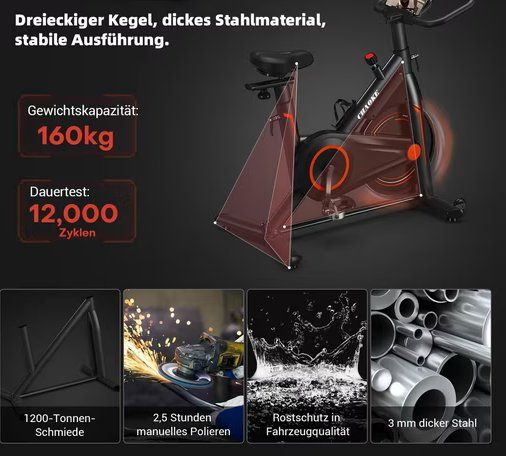Vélos d'appartement: CHAOKE Heimtrainer mit App Farbe Rot/Schwarz – Neuf (Voir description) à Illnau par Tarzan200 9