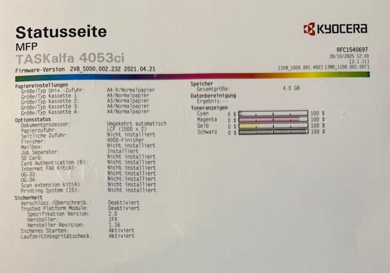 Kyocera Stampanti: Kyocera Drucker TASKalfa 4053ci - Nur 72386 Drucke – Usato da Affoltern am Albis venduto da Zapro 1