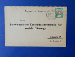 1930,10 Rp an Schweiz.Zentralausskunftst.soziale Fürsorge ZH