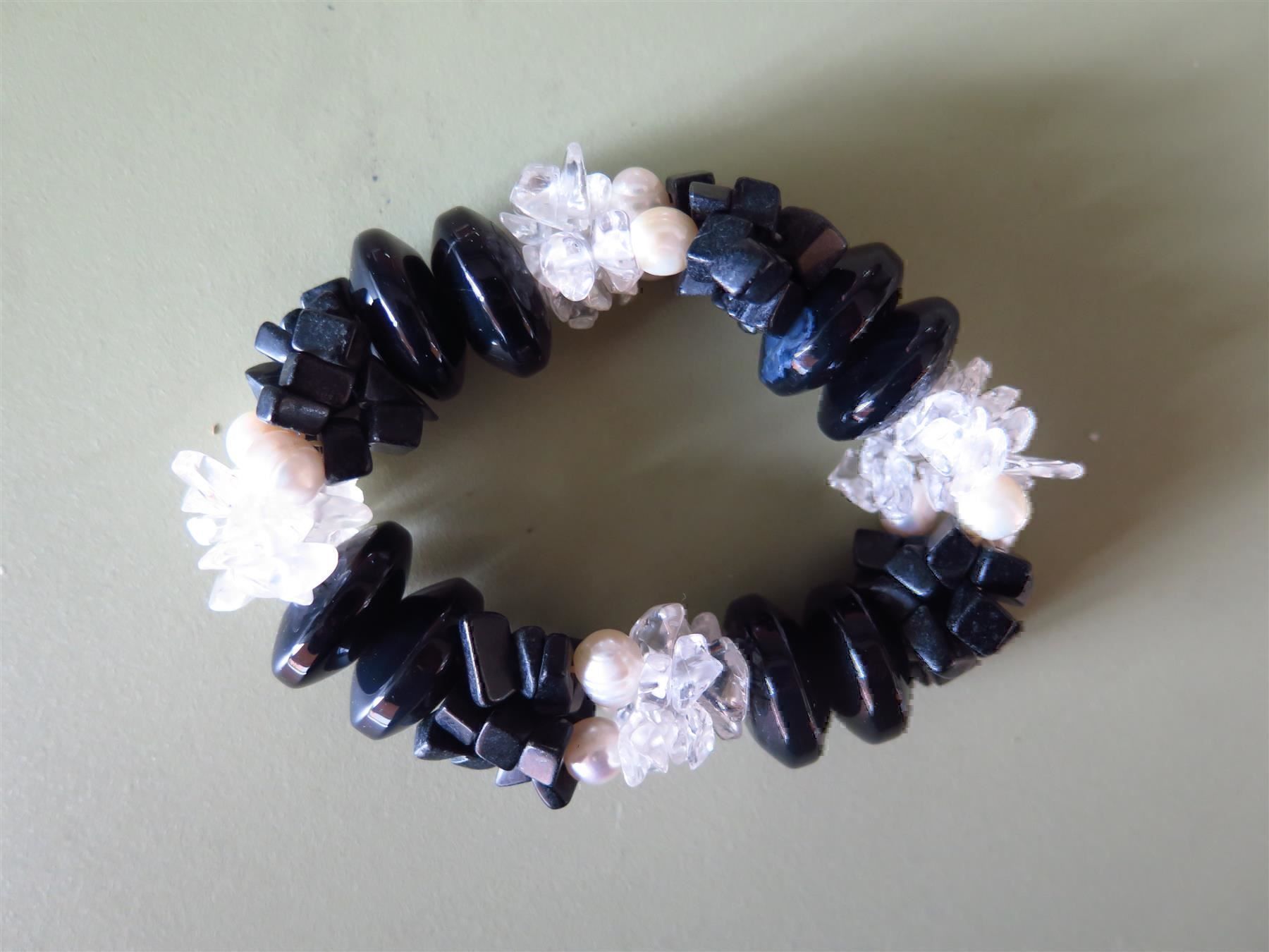 Armbänder & -reifen: (22R)  ARMBAND Perlen Quarz, Obsidian – Gebraucht aus Bern von Jwpm66
