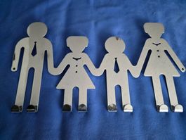Garderobenhaken Familie Metall silber gebraucht