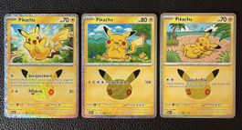 3x Pikachu – 30th Anniversary – 15/30, 28/30 & 21/30 –ab 1.-