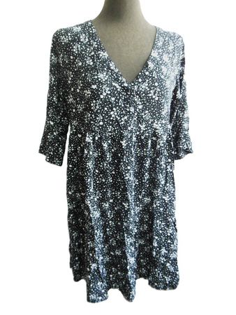 s.Masse Gr. 40 / 42 Tunika - Kleid schwarz weisse Blümli