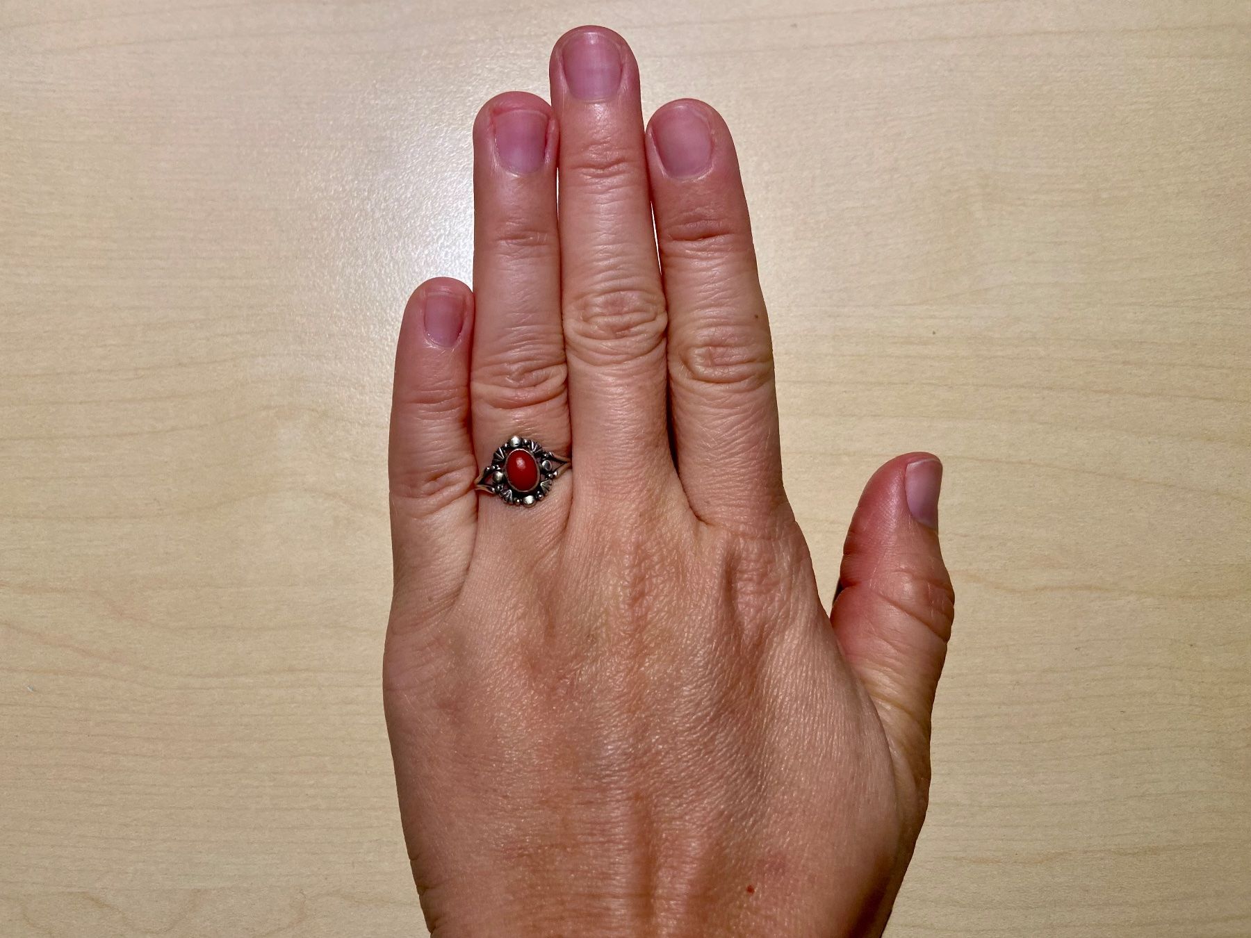 Anelli: Jugendstil Dänemark Koralle Silber Ring mit Stempel 830S – Usato da Niederhasli venduto da YHHC 9