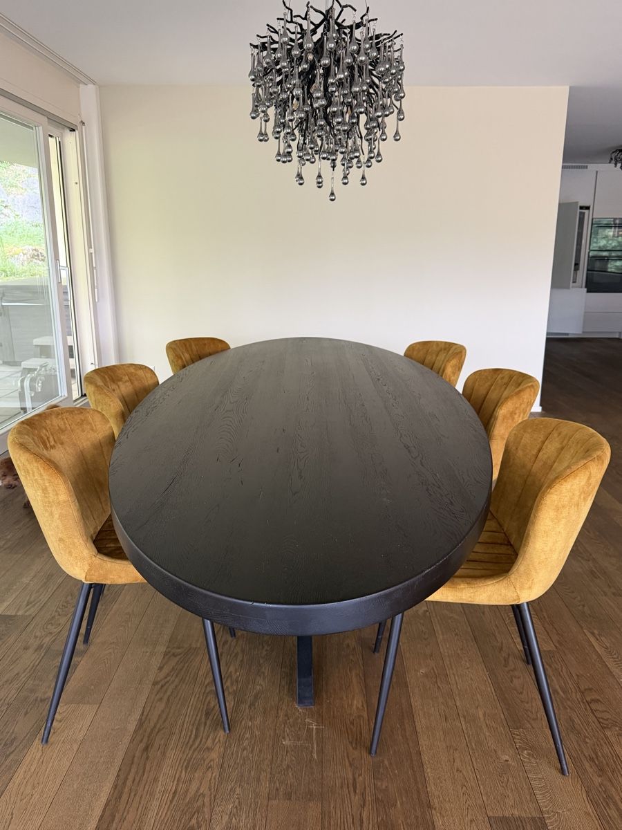 Kare Set di tavolo e panche: Schwarzer Esstisch Oval mit 6 Stühlen, 300cm lang – Nuovo (secondo la descrizione) da Stäfa venduto da LuMa20 3