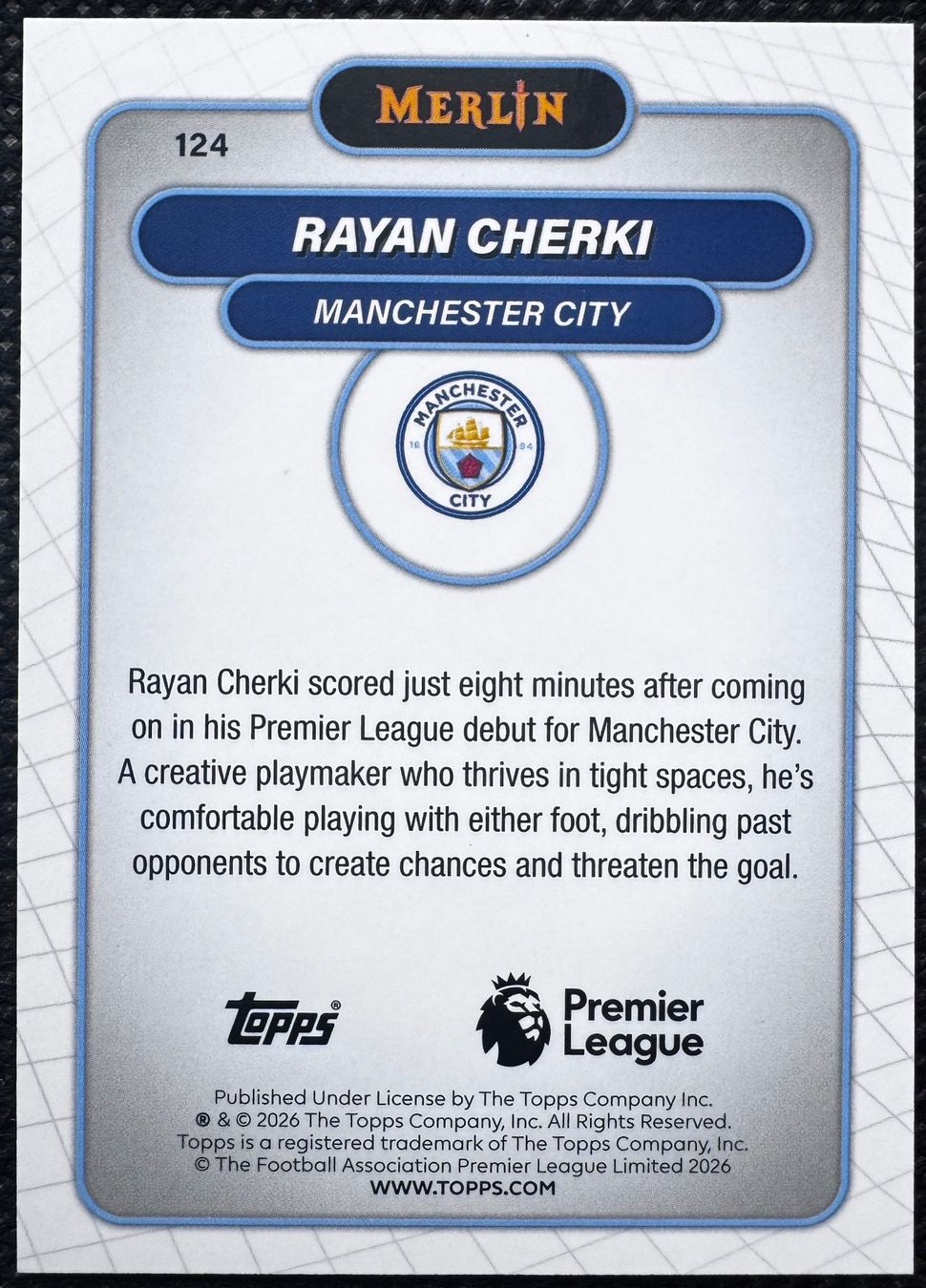 Topps Sammelbilder & Trading cards: 2025-26 Topps Merlin EPL Rayan Cherki Mojo Refractor – Gebraucht aus Reconvilier von Cardito 1