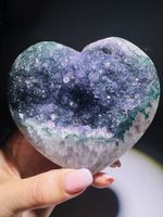Grünes Rainbow Amethyst Herz 10.5 cm – Seltene Doppelkristal