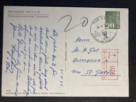 Schweiz 1973 Grusskarte Fehlfrankatur 20 Nachportostempel 20