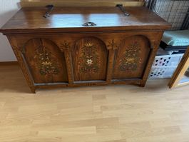 Truhe mit Bemalung Holz braun gebraucht