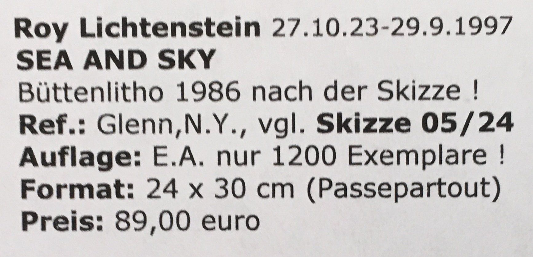 Grafiken & Lithographien: Roy Lichtenstein "Sea And Sky – Gebraucht aus Nennigkofen von Sommersonnen 4