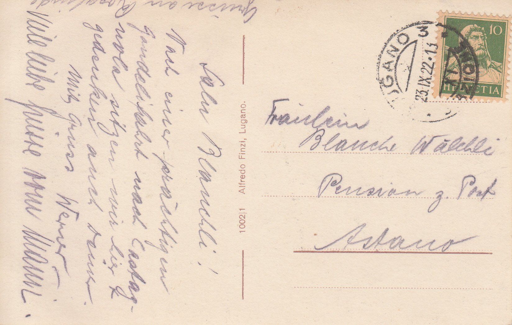 Cartoline postali: Lugano Quai, 1922 – Usato da Bürglen TG venduto da StampGraf 1