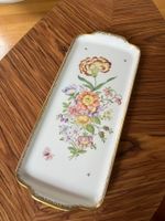 KPM Porzellan Schale / Platte Blumendekor Goldrand 1961