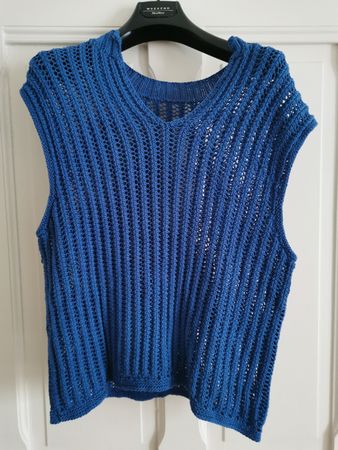 Kurzärmeliges Stricktop/Häkelshirt/ Gilet Lochdesign Gr.M