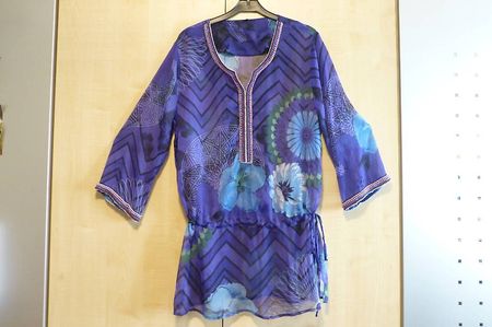 Desigual Bluse Kasack Tunika violet/blau Grösse M/L