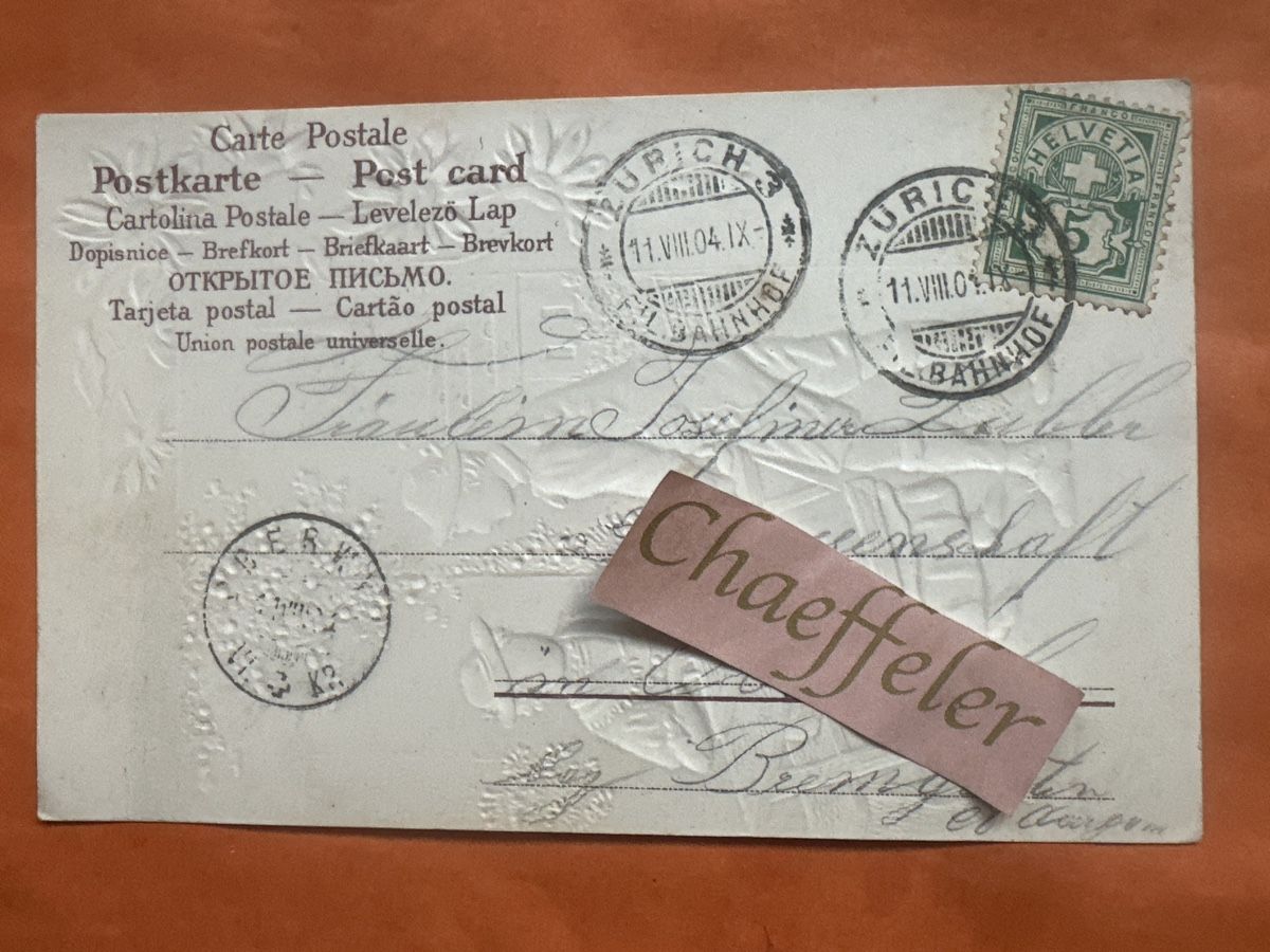 Ansichtskarten: Antike Postkarten, 1904 guter Zustand perforiert  – Gebraucht aus Zürich von Chaeffeler 1