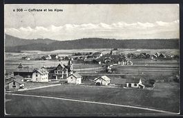 AK Coffrane, Panorama et les Alpes, 1913