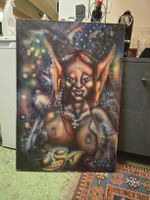 Fantasy Gemälde "Elfe" signiert "Duroe" 1986