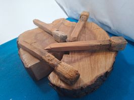 4 antike grosse schöne Holz Nägel, ca. 20cm (3788#NSH6)