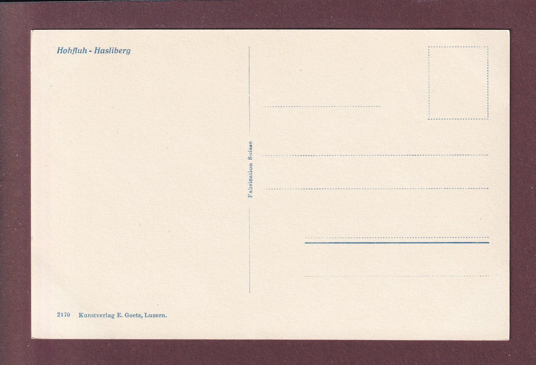 Cartes postales: HOHFLUH - HASLIBERG – D'occasion à Pully par nicecards 1