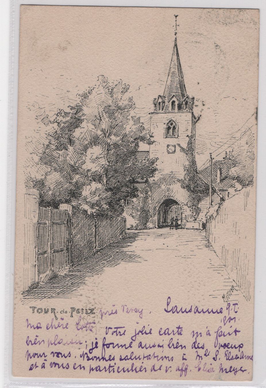 Cartoline postali: Ansichtskarte 9.I.01 mit Rasierklingenstempel Lausanne – Usato da Gordola venduto da tist 1