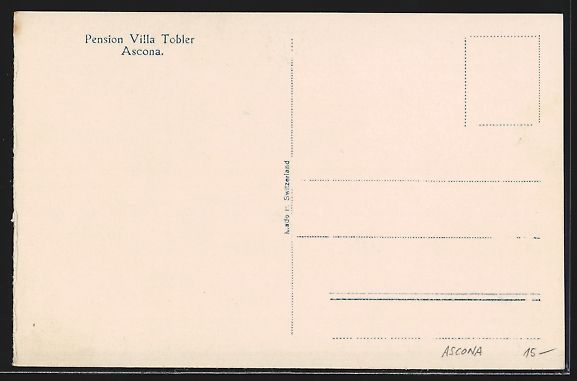 Cartoline postali: Ascona, Pension Villa Tobler mit Garten – Usato da Berlin venduto da bartko-reher 1