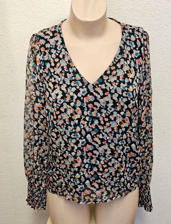 Damen Chiffonbluse Schwarz mit floralem Muster – Sehr guter 